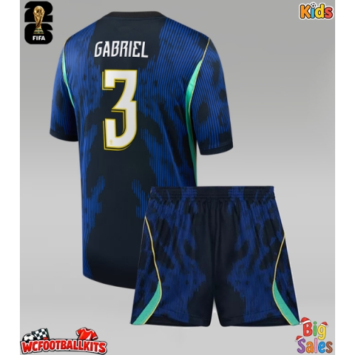 Brazil Gabriel Magalhaes #3 Replica Away Stadium Kit for Kids World Cup 2026 Short Sleeve (+ pants)